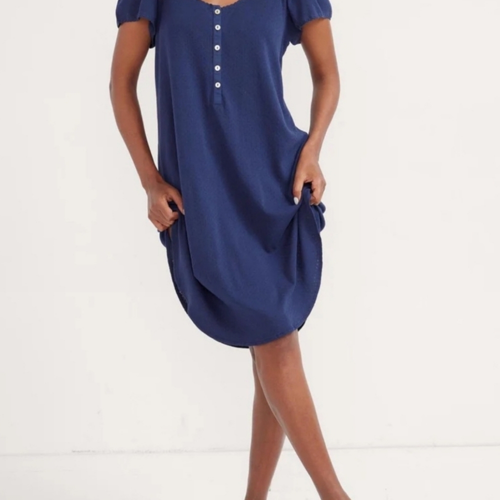 Hatch Navy Short Sleeve Pajama Dress
